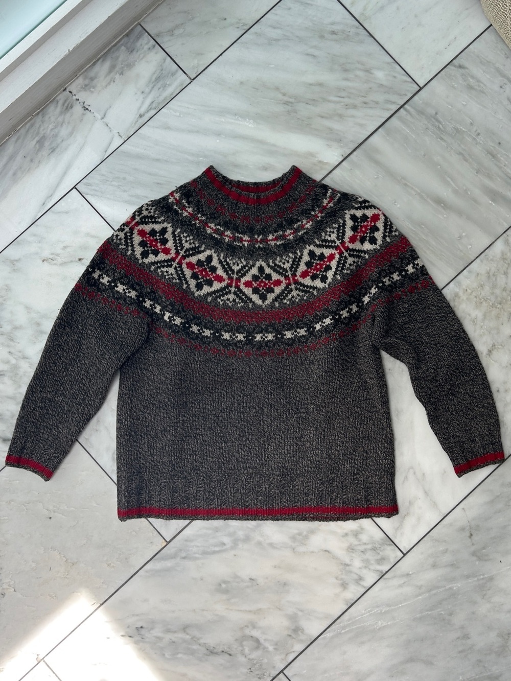 Deadstock Vtg Eddie Bauer 100% Wool Fair Isle Wool Sweater Small Womens